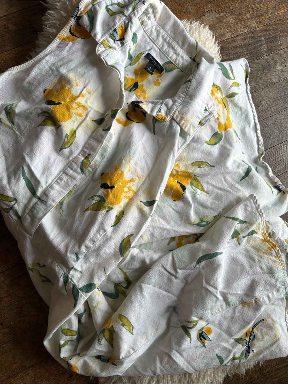 Ann Taylor collared gardening Dress with Yellow Floral Print